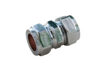 Chrome Compression Straight Coupler 15mm (Pack 1)  PFC01