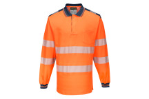 Portwest Hi-Vis Polo Shirt Long Sleeve Orange/Black T184 XXL