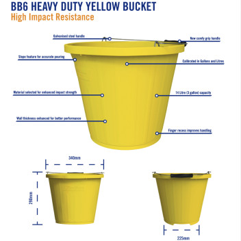 Stadium Heavy Duty Yellow 3 Gallon Bucket BB6