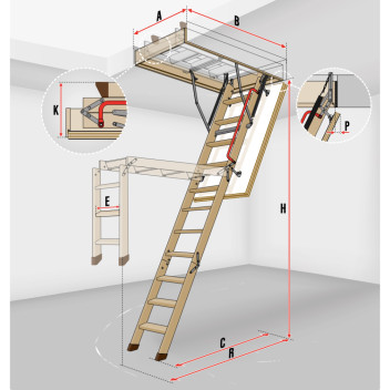 Fakro Loft Ladder 3 Section 55 x 111