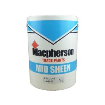Macpherson Trade Mid Sheen Emulsion Brilliant White 5Ltr