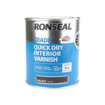 Ronseal Trade Quick Dry Interior Satin Varnish Walnut 750ml
