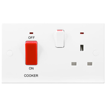 BG Cooker Switch with Switched Socket & Indicators Square Edge 970-0J