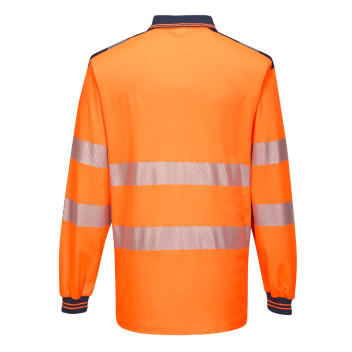 Portwest Hi-Vis Polo Shirt Long Sleeve Orange/Black T184 M
